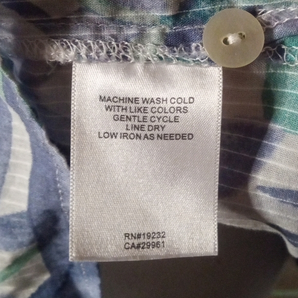 Vintage Alfred Dunner Tropical Botanical Print Blue Gingham Contrasting Cuff 20 - Picture 8 of 8